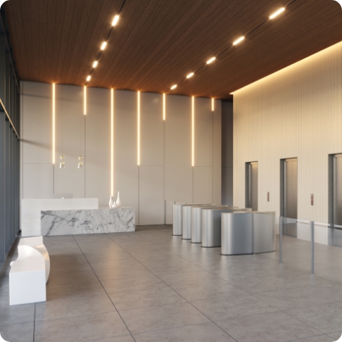 Lâmpadas LED na área comum